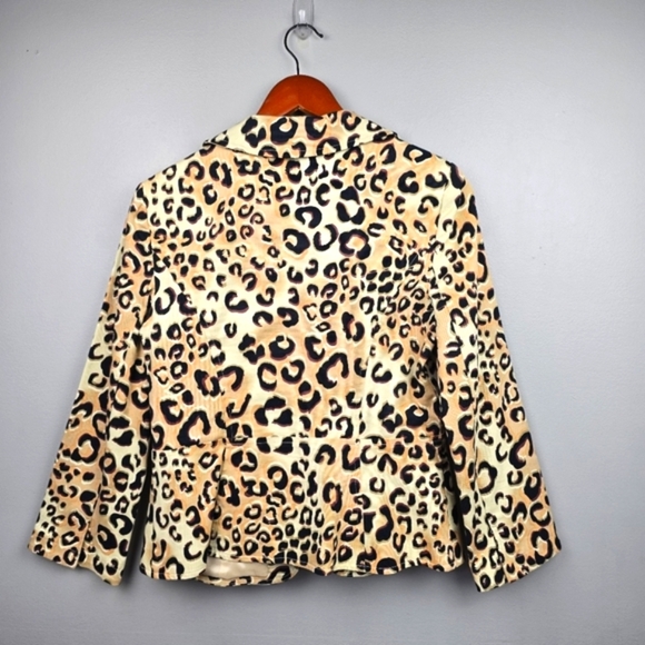 NANETTE LEPORE‎ Leopard Print Blazer 3/4 Sleeve Beige Artsy Buttons Womens Sz M - Picture 5 of 13